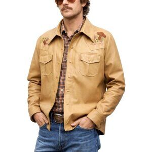 Vintage Male Duds Mushroom Embroidered Faux Leather Western Jacket